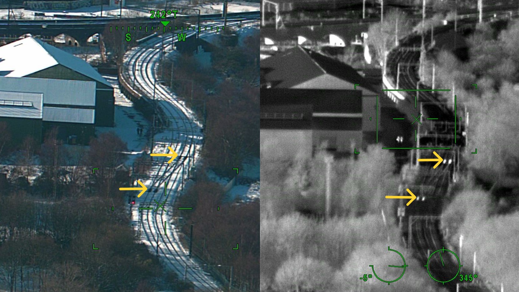 Optical and thermal views of railway track